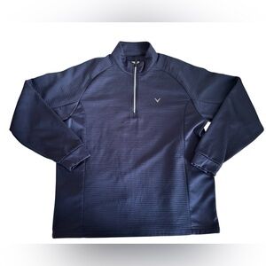 Callaway Golf Pullover Quarter Zip 1/4 Zip Navy Large Jacket ribbed opti-dry